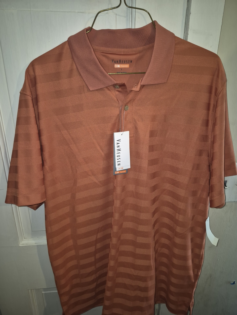 Van Heusen Men's Rust Orange Striped Polo